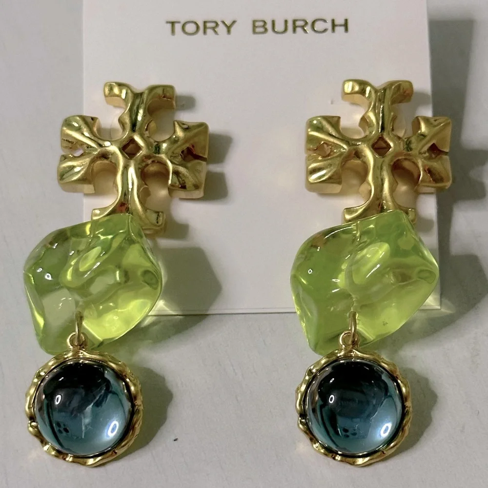 Tory Burch Roxanne double drop  statement earrings - Picture 5 of 7